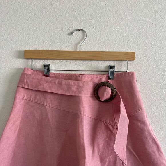 Free People Pink Linen Blend Boho Chic Mini Skirt - Picture 3 of 9